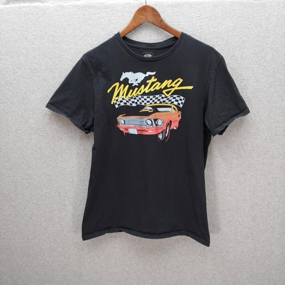 Ford Mustang Graphic T-Shirt Black Short Sleeve Cotton Mens L